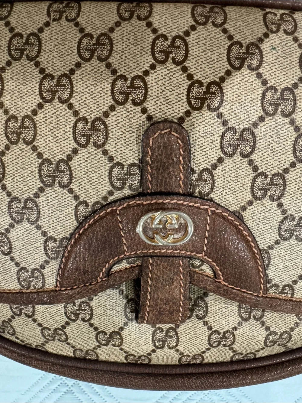 Gucci Brown GG Supreme Canvas Crossbody with Leather Trim - Picture 8 of 8